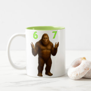 Six Seven (6-7) Bruh Bigfoot — Customizable 67 Mem Two-Tone Coffee Mug