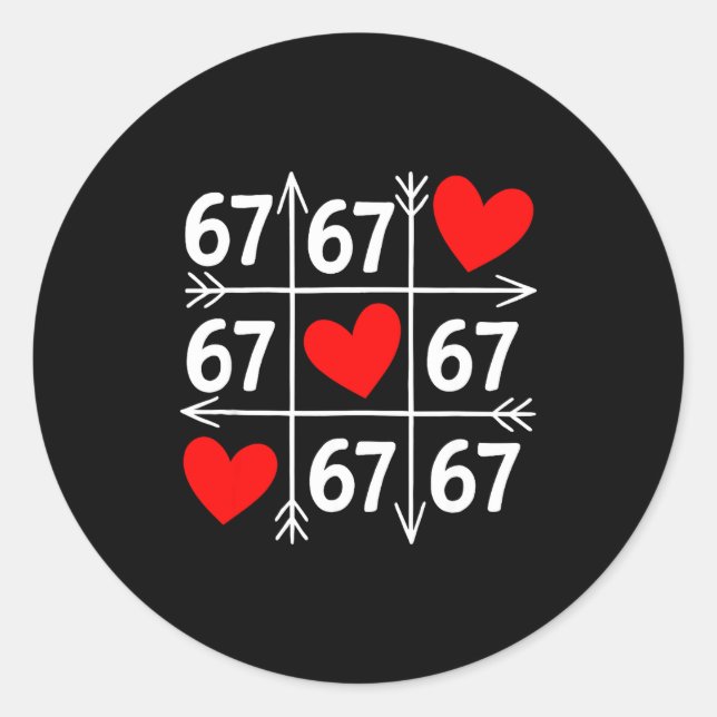 Six Seven 6 7 Funny 67 Valentines Day Heart Men Wo Classic Round Sticker (Front)
