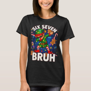 Six Seven 6 7 Funny Bruh Christmas Dabbing Elf Mat T-Shirt