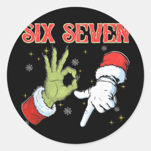 Six Seven 6 7 Gen Z Alpha Meme Slang Merry Christm Classic Round Sticker