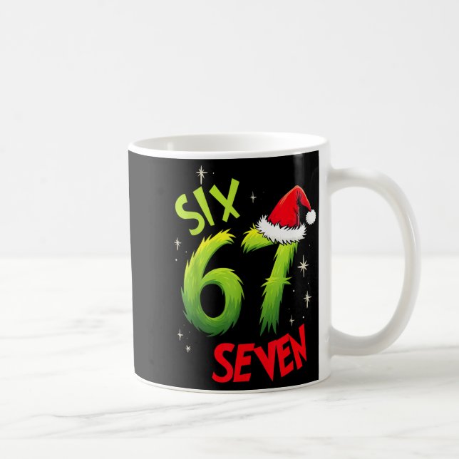Six Seven 6 7 Gen Z Alpha Meme Slang Merry Christm Coffee Mug (Right)
