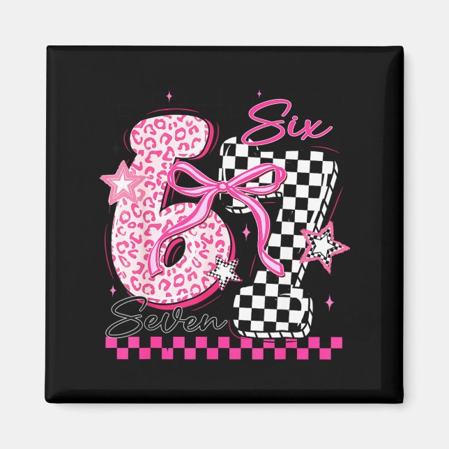 Six Seven 6 7 Leopard Checkered 67 Meme Teacher Wo Magnet (Front)