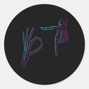 Six Seven 6 7 Meme 67 Skeleton Hand Halloween Cost Classic Round Sticker
