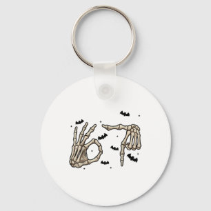 Six Seven 6 7 Meme 67 Skeleton Hand Halloween Cost Keychain