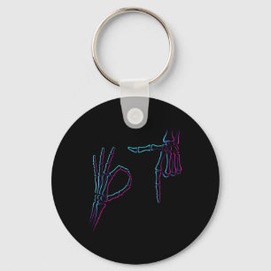 Six Seven 6 7 Meme 67 Skeleton Hand Halloween Cost Keychain