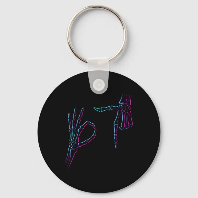 Six Seven 6 7 Meme 67 Skeleton Hand Halloween Cost Keychain (Front)