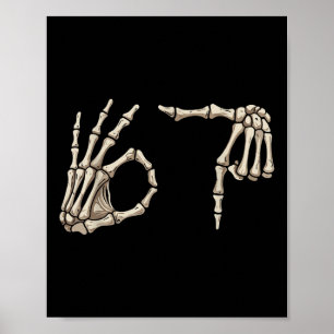 Six Seven 6 7 Meme 67 Skeleton Hand Halloween Cost Poster