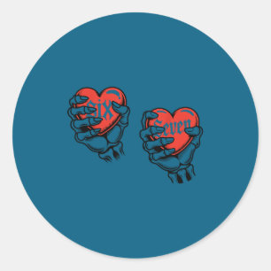 Six Seven 6 7 Meme 67 Skeleton Hand Valentine Cost Classic Round Sticker