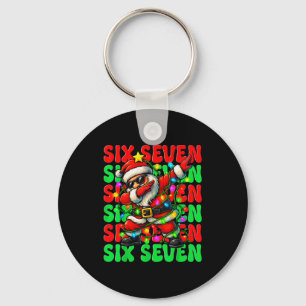 Six Seven 6 7 Meme Dabbing Santa Christmas 67 Paja Keychain