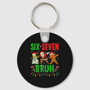 Six Seven 6 7 Meme Dabbing Santa Gingerbread Chris Keychain