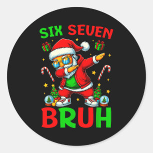 Six Seven 6 7 Meme Dabbing Santa Merry Christmas B Classic Round Sticker