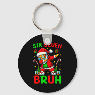 Six Seven 6 7 Meme Dabbing Santa Merry Christmas B Keychain
