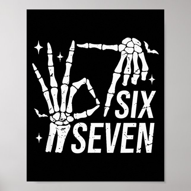 Six Seven 6 7 Meme Funny Skeleton Hands Sign Let's (Front)