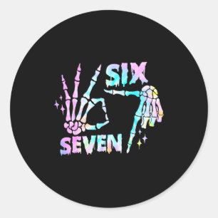 Six Seven 6 7 Meme Funny Skeleton Hands Sign Let's Classic Round Sticker