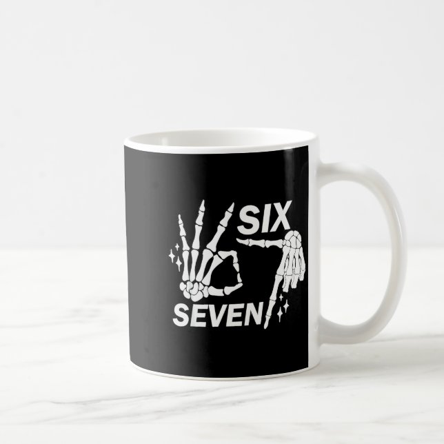 Six Seven 6 7 Meme Funny Skeleton Hands Sign Let's Coffee Mug (Right)