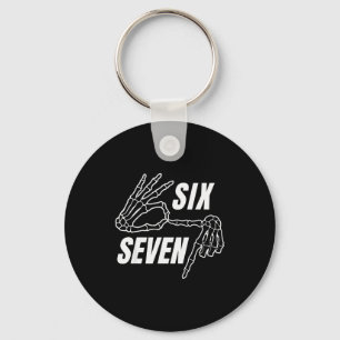 Six Seven 6 7 Meme Funny Skeleton Hands Sign Let's Keychain