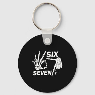 Six Seven 6 7 Meme Funny Skeleton Hands Sign Let's Keychain