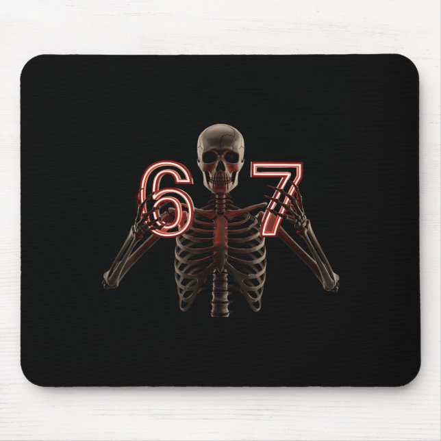 Six Seven 6 7 Meme Funny Skeleton Hands Sign Let's Mouse Pad (Front)