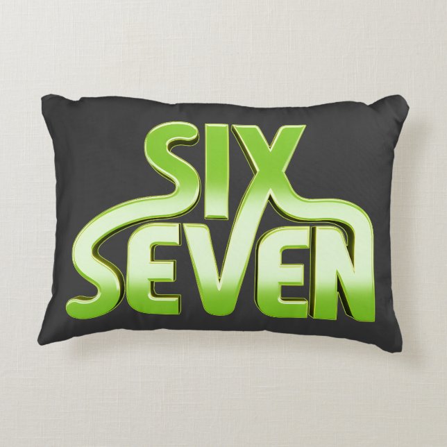 Six Seven 6 7 Meme - Green gradient typography Accent Pillow (Back)