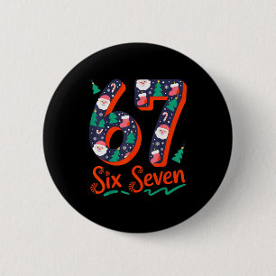 Six Seven 6 7 Meme Humor Santa Elf 67 Christmas Pa 2 Inch Round Button