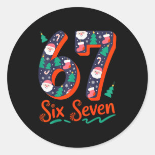 Six Seven 6 7 Meme Humor Santa Elf 67 Christmas Pa Classic Round Sticker