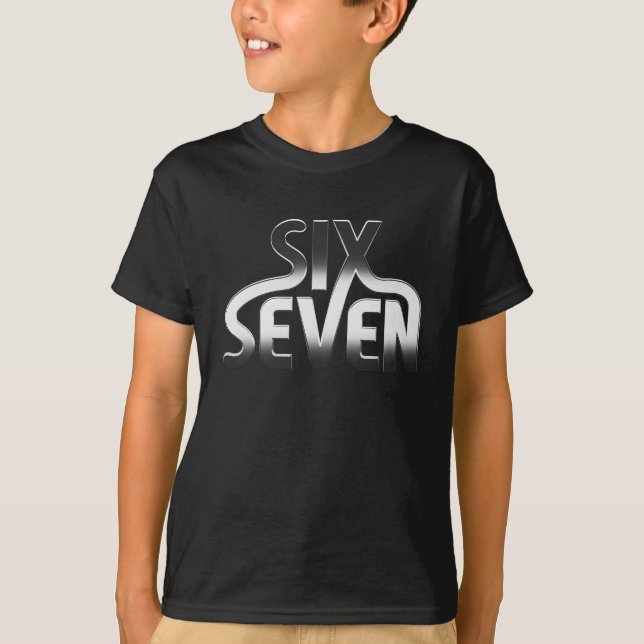Six Seven 6 7 Meme in silver-metallic look Design T-Shirt (Front)
