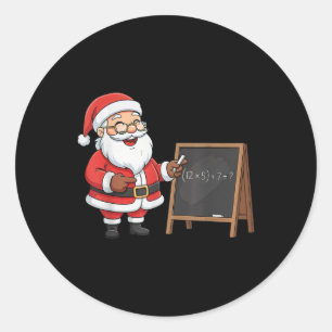 Six Seven 6 7 Meme Santa Christmas Xmas Teacher Nu Classic Round Sticker
