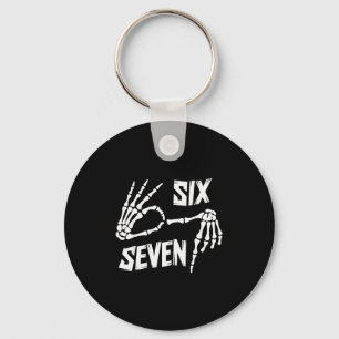 Six Seven 6 7 Meme Skeleton Hands Sign Keychain