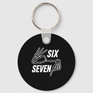 Six Seven 6 7 Meme Skeleton Hands Sign Keychain