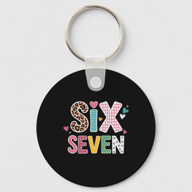 Six Seven 6 7 Meme Teacher _1  Keychain (Front)