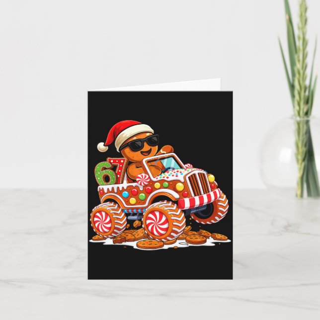 Six Seven 6 7 Monster Truck Gingerbread Man Christ Card (Front)