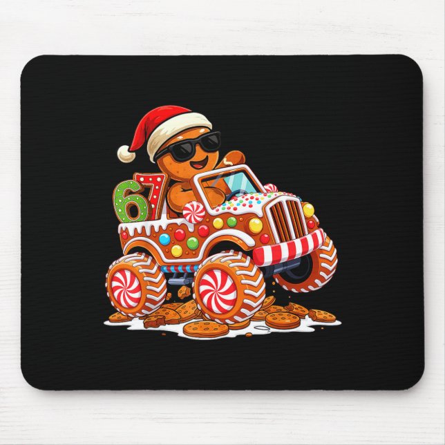 Six Seven 6 7 Monster Truck Gingerbread Man Christ Mouse Pad (Front)