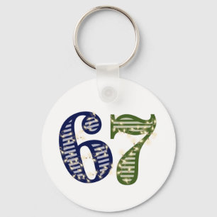 Six Seven 6 7 Trend Blue & Green Modern Keychain