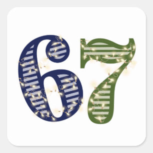 Six Seven 6 7 Trend Blue & Green Modern Square Sticker