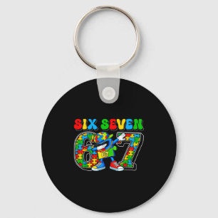 Six seven autism awareness 67 meme autism puzzle keychain
