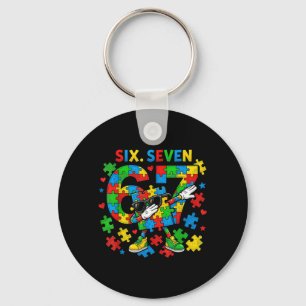 Six Seven Autism Awareness 67 Meme Autism Puzzle Keychain