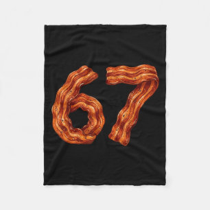 Six Seven Bacon Cool Meme 67 Funny Number  Fleece Blanket
