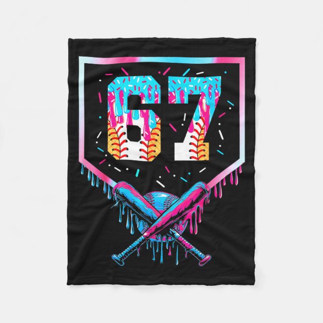 Six Seven Baseball Ice Cream Drip Cool 67 Gen Alph Fleece Blanket (Front)