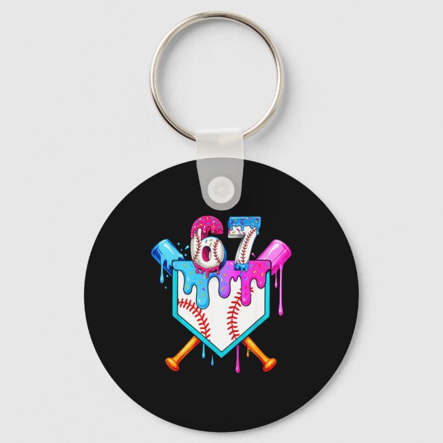 Six Seven Baseball Respect The Drip Boys Baseball  Keychain (Front)