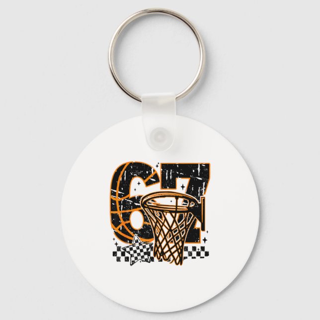 Six Seven Basketball, Funny 67 Basketball, Retro G Keychain (Front)