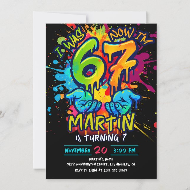 Six Seven Birthday Invitation (Front)