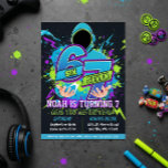 Six Seven Birthday Invitation, 7th Birthday Invitation<br><div class="desc">Make your child’s celebration unforgettable with this 6 and 7 meme birthday invitation template,  featuring a funny hoodie character holding bold numbers in neon blue and green,  a perfect editable invite for gamer boys.</div>