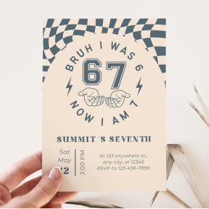 Six Seven Birthday Invite   6 7 Meme Invitation 