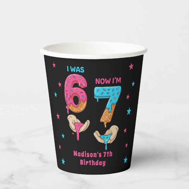 Six Seven Birthday Party Paper Cups (Front)
