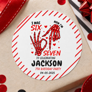Six Seven Birthday Skeleton Hands Party Classic Round Sticker