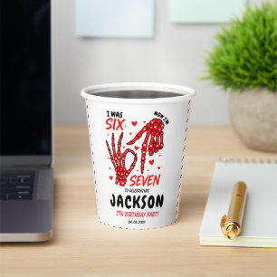Six Seven Birthday Skeleton Hands Party Paper Cups