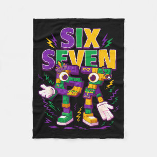 Six Seven Brainrot Italian Funny 67 Kids Mardi Gra Fleece Blanket