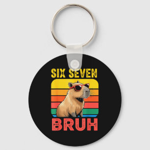 Six Seven Bruh 67 Capybara Vintage Funny Meme Gift Keychain