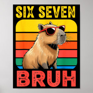 Six Seven Bruh 67 Capybara Vintage Funny Meme Gift Poster