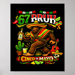 Six seven bruh 67 cinco de mayo mexican party poster
